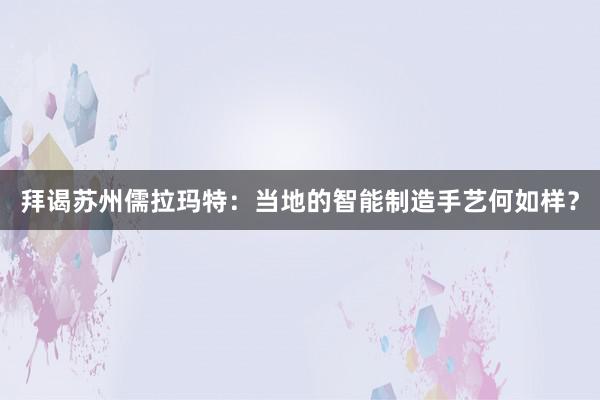 拜谒苏州儒拉玛特：当地的智能制造手艺何如样？